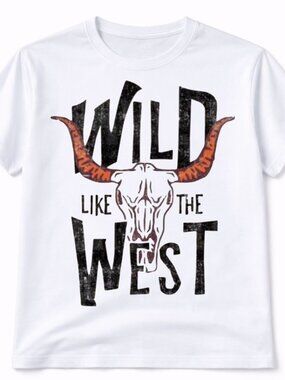 Wild West Bull Skull Western Graphic T Shirt Trendy Boutique Style Tee Womens